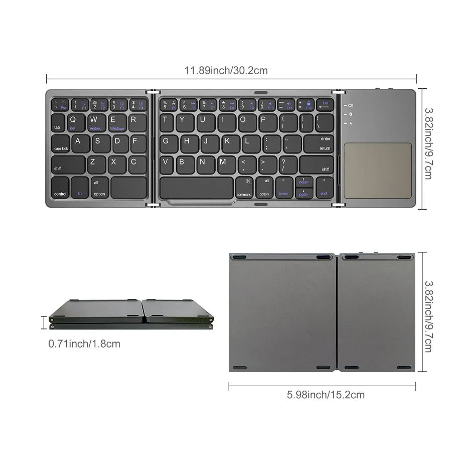 3 Mini Bluetooth Folding Keyboard with Touchpad