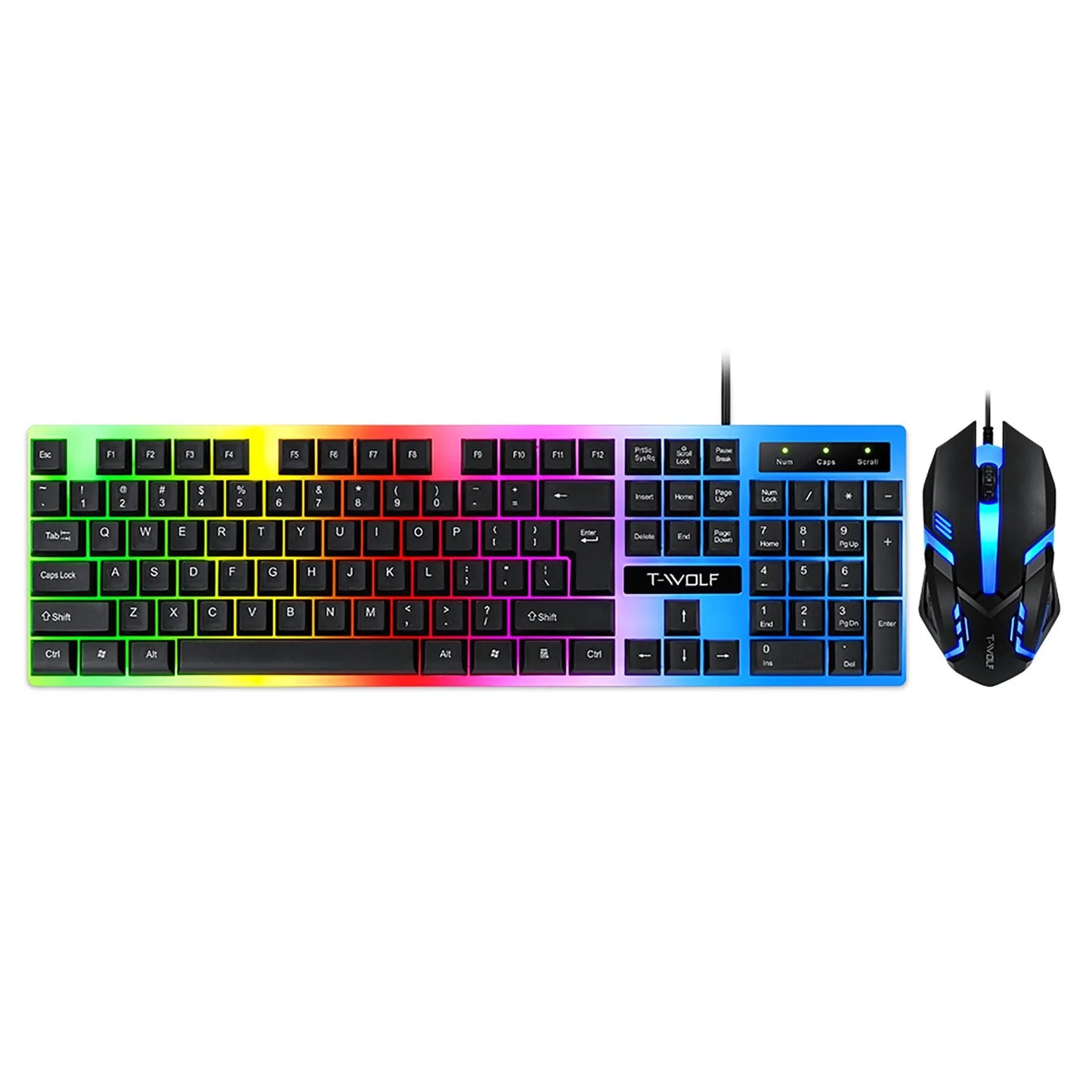 Rainbow Backlit Wired Gaming Keyboard and Mouse Kit