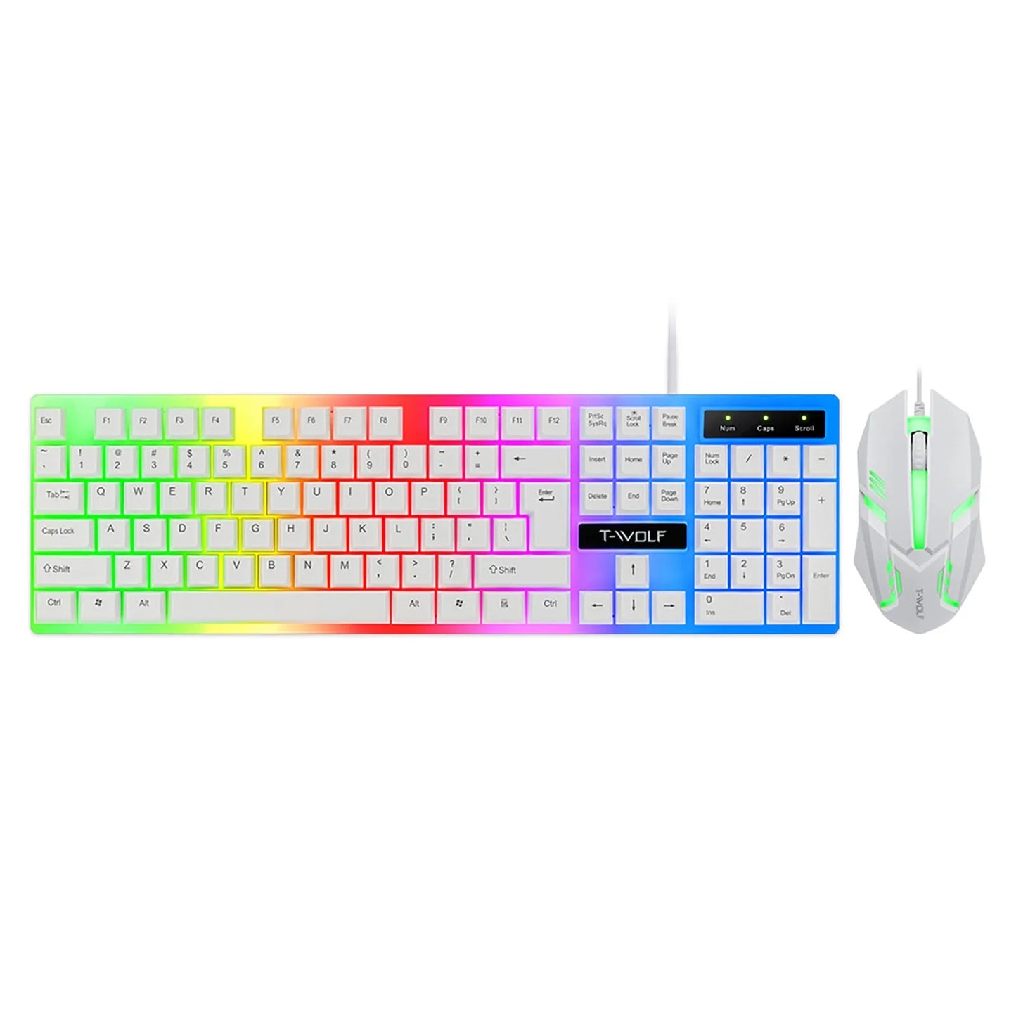 Rainbow Backlit Wired Gaming Keyboard and Mouse Kit